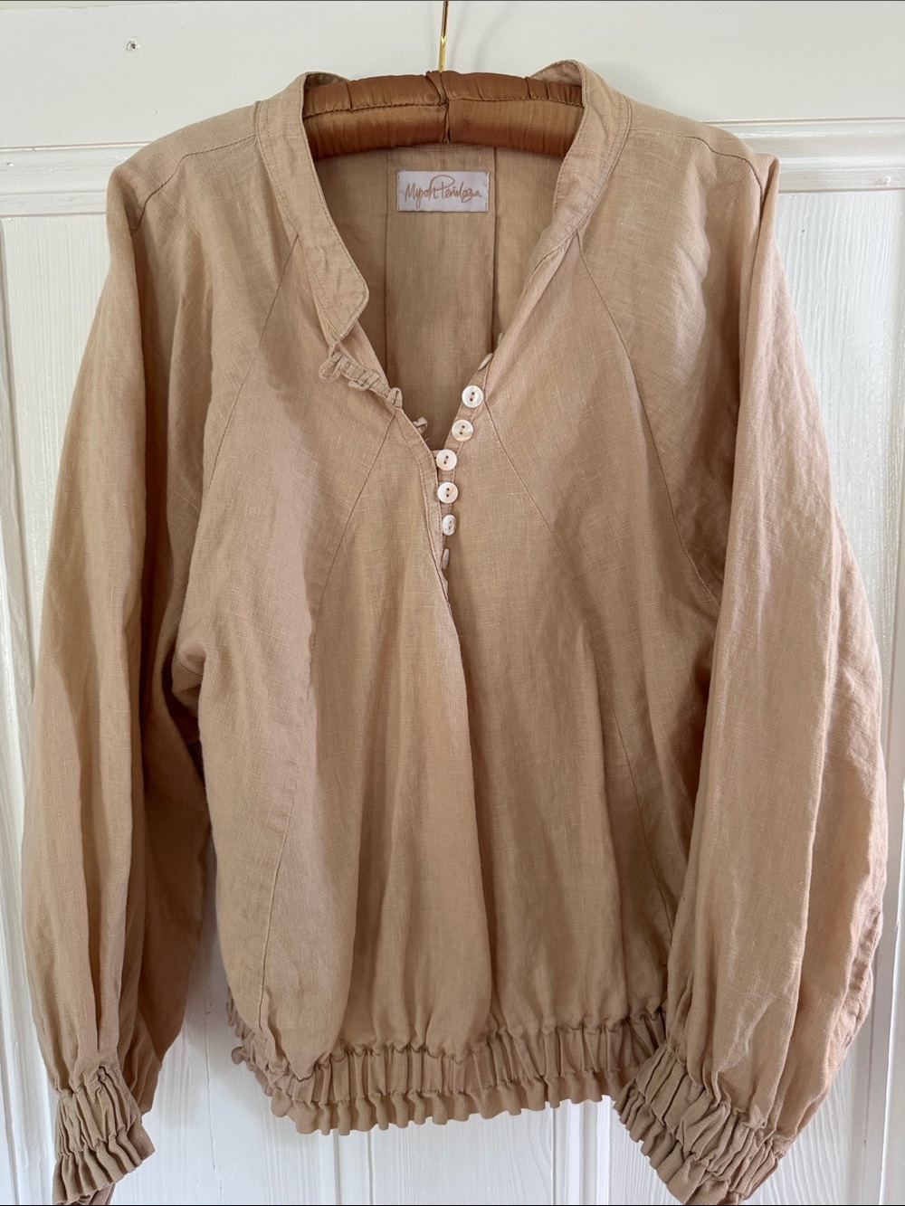 Myrah Penaloza 100% Linen Boho Blouse